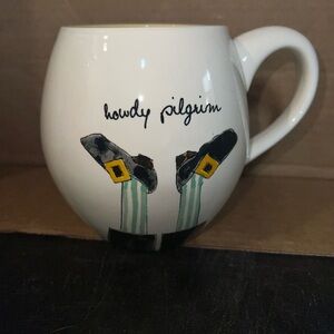 Rae Dunn White Mug with Pilgrim Design